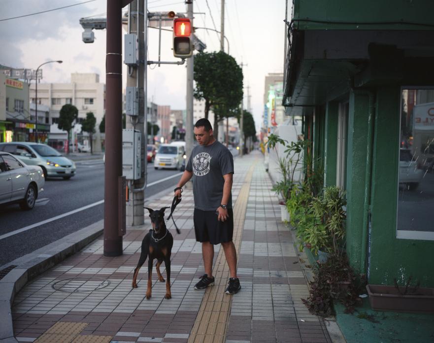 Man with Doberman, Okinawa City. 2009